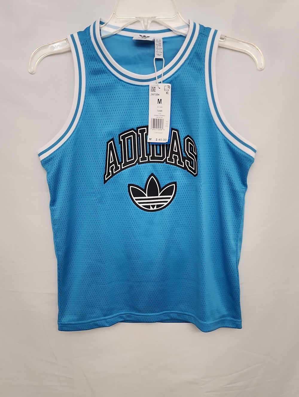 adidas Light Blue Mesh Trefoil Basketball Tank Boys Medium New With Tag